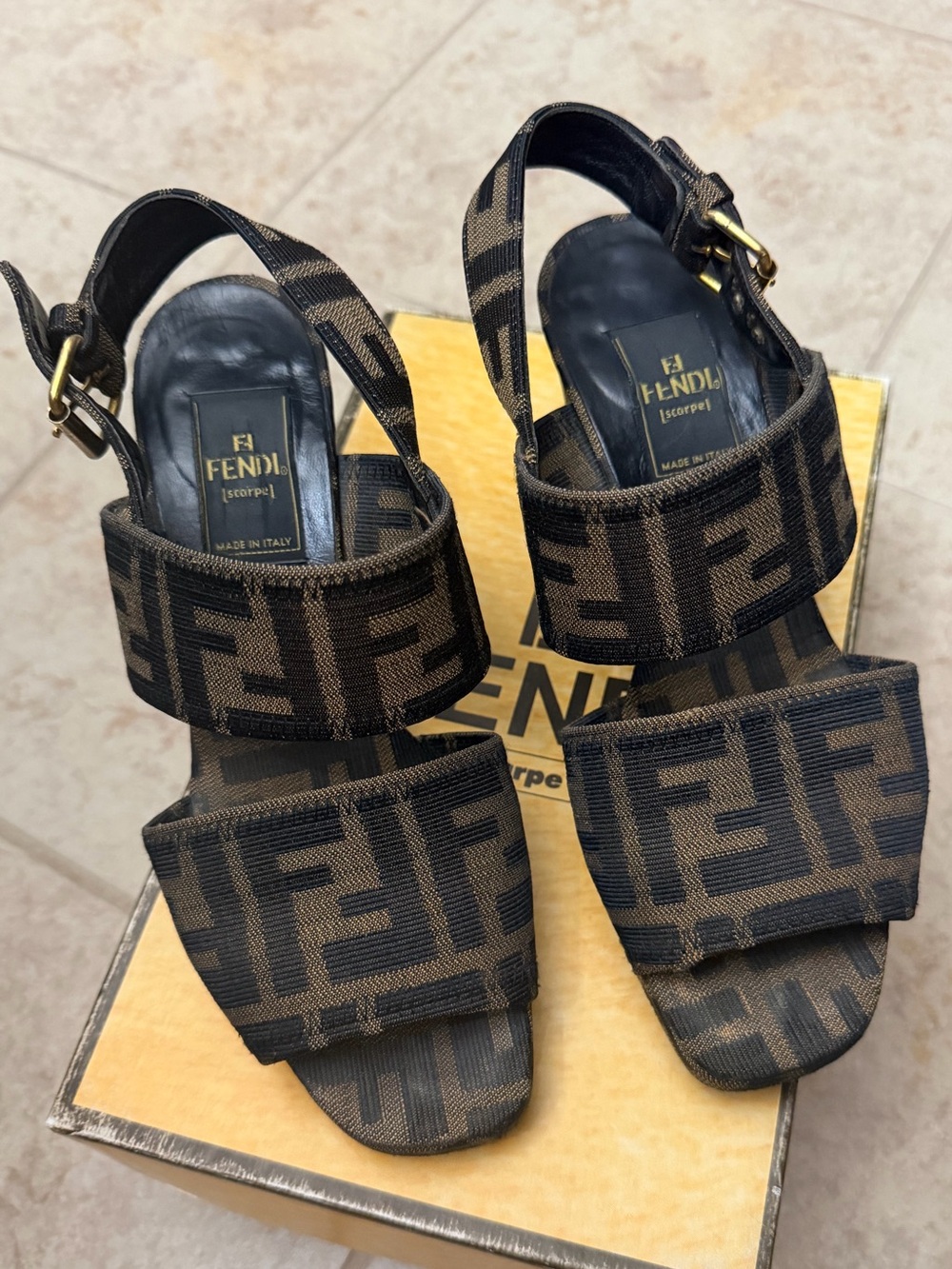 Fendi Zucca Wedge Heels Size 6.5